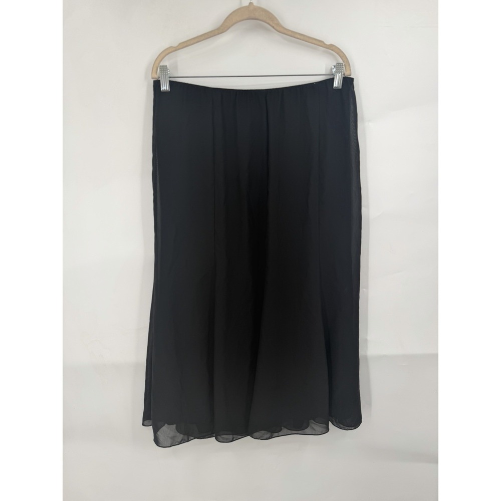 Alex Evenings Chiffon Midi Skirt Women XL Black Stretch Pull On Formal Wedding